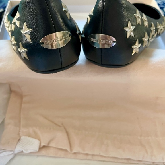 Jimmy Choo Black Star Flats SZ 10 - Picture 7 of 8